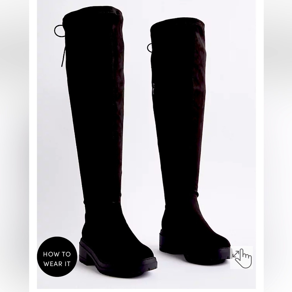 Torrid Black Faux Suede Over the Knee Boot Size 9WW 2’’ heel extra padded insole